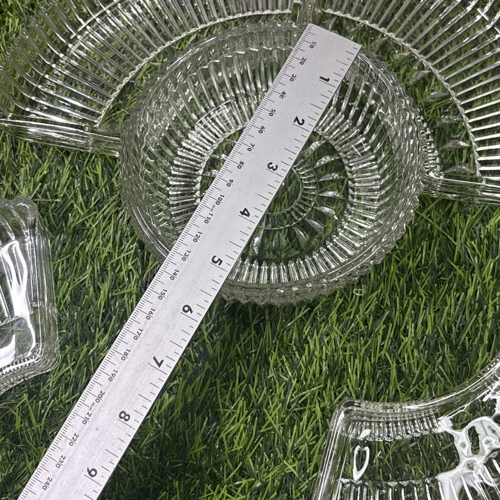 Vintage Chromex MCM Chrome Pressed Glass Lazy Susan Divided Party Platter